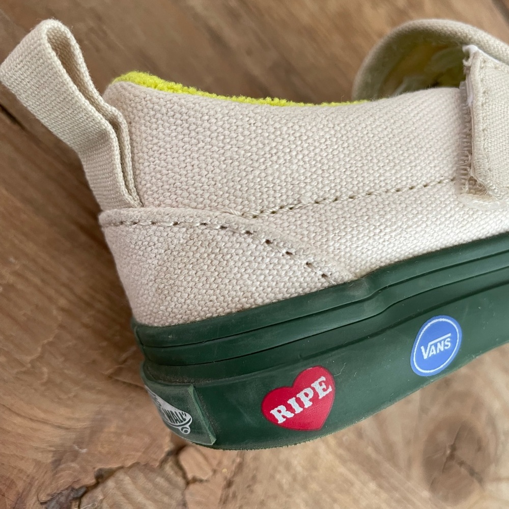 Vans: Toddler Green and Cream Avocado Slip-On Shoes - Picture 6 of 16